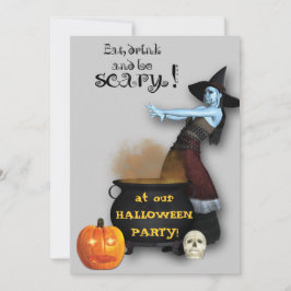 Inbjudan Witch och Cauldron Halloween fest