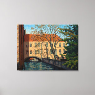 Inbjudande Bruges Canel Impressionistisk Konst Canvastryck