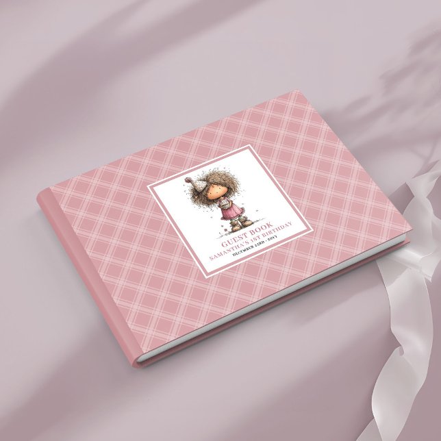 Inbjudande gästbok för 1-årsfirande för fantasiful (Whimsy toddler girl 1st birthday party guest book)