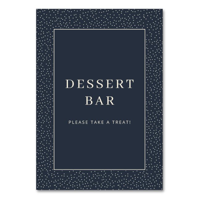 Inbjudande marin minimalistisk dessertbar-skylt bordsnummer (Framsidan)