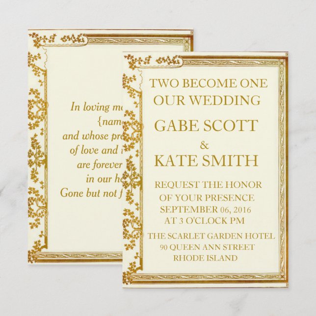 INBJUDANDE OM anpassadets Minnespåminnelse Inbjudningar (Fram/baksida)