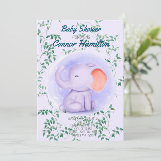 INBJUDANDE OM baby ELEPHANT Inbjudningar
