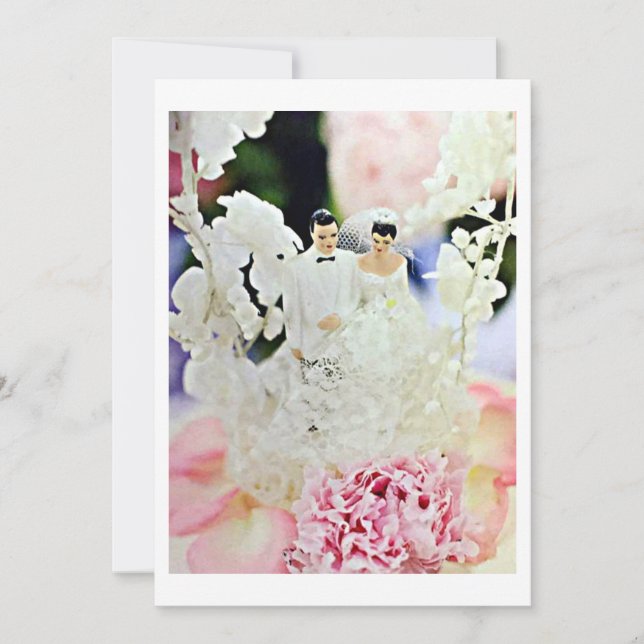 INBJUDANDE OM BRÖLLOPSFEST AV BRÖLLOP CAKE TOPPER INBJUDNINGAR (Framsida)