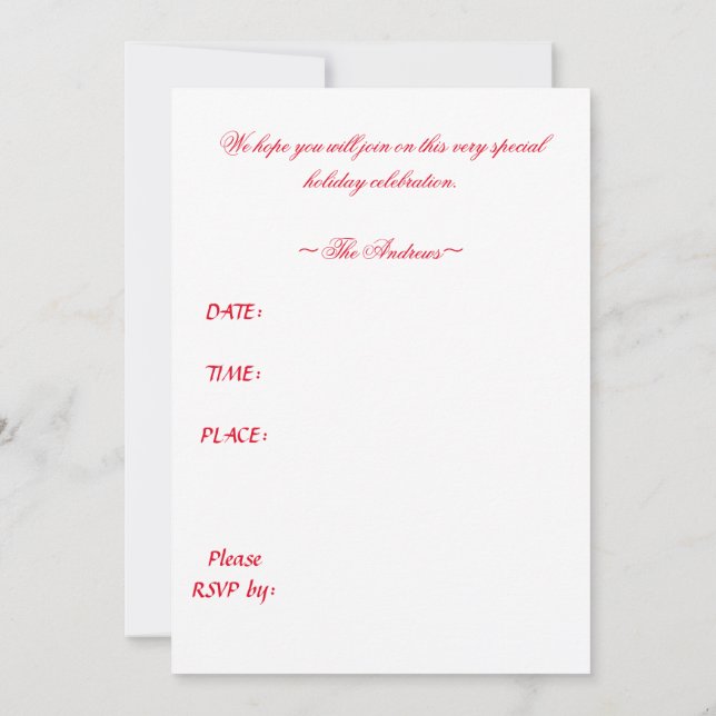 INBJUDANDE TILL EN CHRISTMAS PARTY INBJUDNINGAR (Baksida)