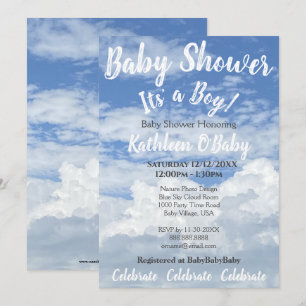 INBJUDANDET FÖR blå himmel I PHOTO POJKE SHOWER Inbjudningar