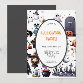 INBJUDANDET GRÅTT OCH ORANGE HALLOWEEN FEST INBJUDNINGAR