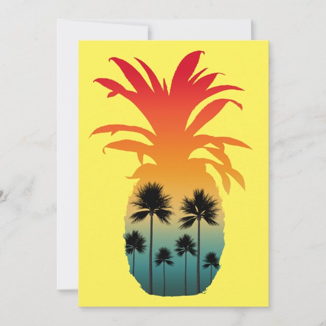 INBJUDANDET HANDFLATAN TRÄD I CALIFORNIA PINEAPPLE INBJUDNINGAR (Framsida)