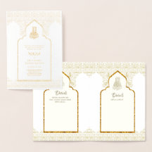 INBJUDANDET TILL REAL Gold Foil Islamic Wedding NI