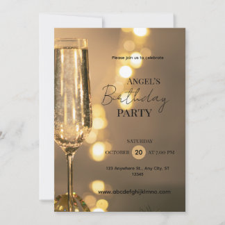 InbjudanElegant Champagne Födelsedagsfest Inbjudan