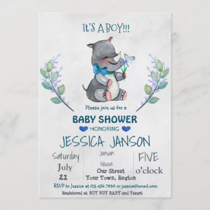 INBJUDANGIVNING AV RHINO BOY BABY SHOWER INBJUDNINGAR