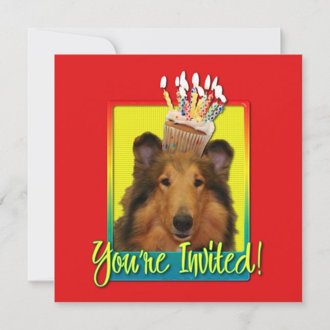 Inbjudanmuffin - Collie - Natalie Inbjudningar (Framsida)