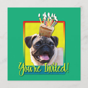 Inbjudanmuffin - mops inbjudningar