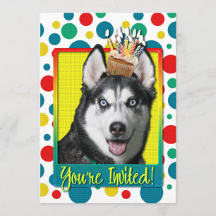 Inbjudanmuffin - siberian husky inbjudningar