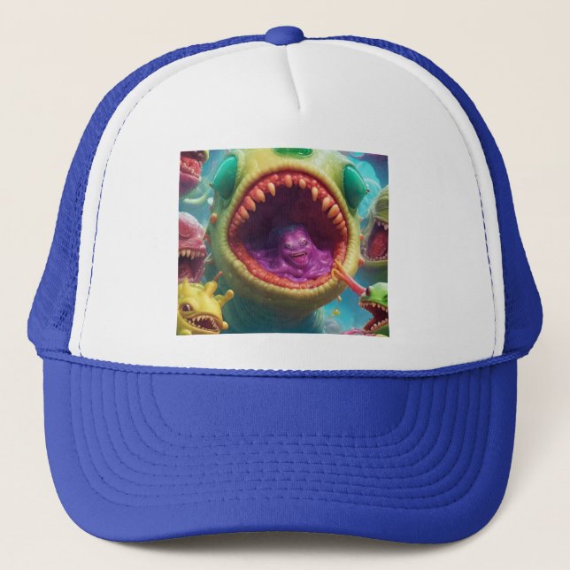 Inbjuden i Stil Weirdo Alien Invasion Truckerkeps (Framsida)