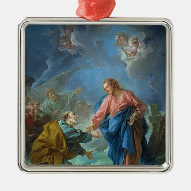 Inbjudna St Peter att gå på vatten, 1766 Julgransprydnad Metall (Framsidan)