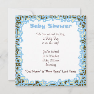 Inbjudningar Baby Boy Baby Shower Blå Bruna Kort