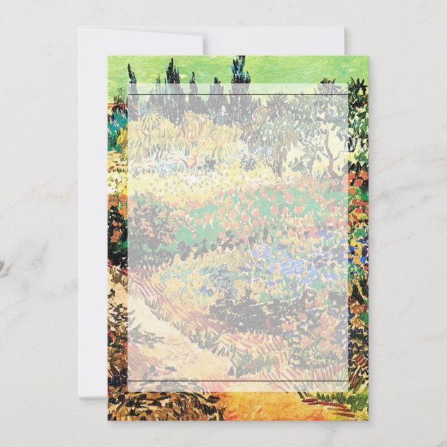 Inbjudningar. Blommande trädgård med stig Inbjudningar (Framsida)