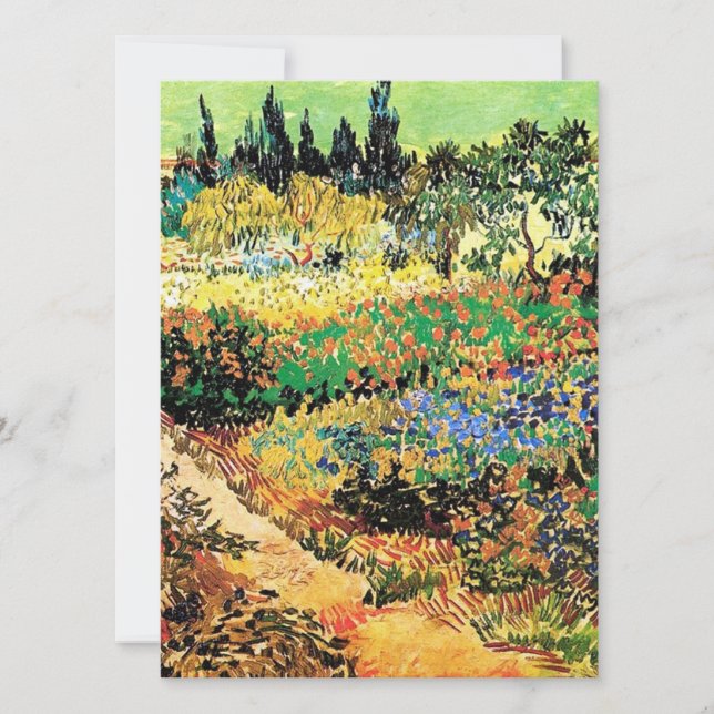 Inbjudningar. Blommande trädgård med stig Inbjudningar (Framsida)