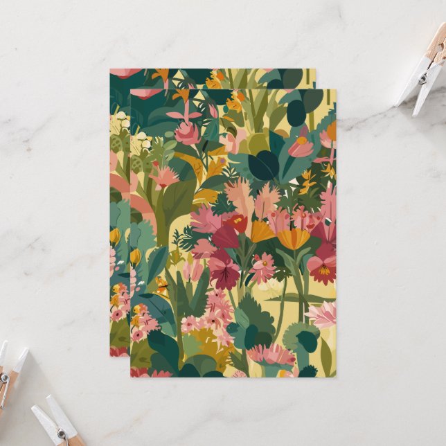 Inbjudningar Bloomy Gargen mönster (Fram/Back In Situ)