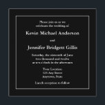 Inbjudningar eller meddelanden på svartvitt fyrkan<br><div class="desc">Den här anpassningsbarna är en svartvit inbjudan som är perfektens väg till inbjudan för dina vänner och din familj till bröllop. Du kan också anpassa texten för alla andra händelser, till exempel en babydusch eller studentfest. Meddelandet om personlig innehåller vit text i svart bakgrund med vit gräns. Du kan enkelt...</div>