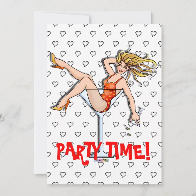 Inbjudningar - flicka i en Martini, Olivia (Framsida)