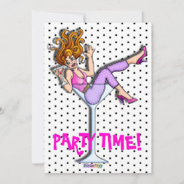 Inbjudningar - flicka i en Martini, röda Lil