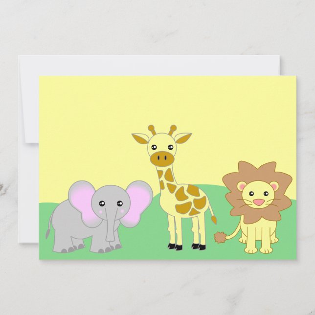 Inbjudningar för baby shower för djungelbaby djur (Framsida)