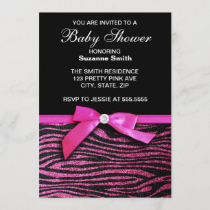 Inbjudningar för baby shower för shock rosazebra