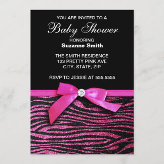 Inbjudningar för baby shower för shock rosazebra