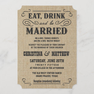 Inbjudningar för bröllop för lantligt Burlapland