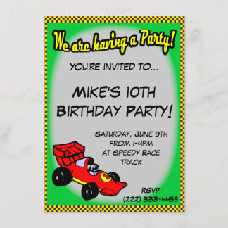 Inbjudningar för födelsedag för tävlingbil