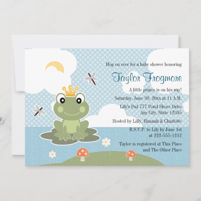 Inbjudningar för grodaPrince baby shower (Framsida)