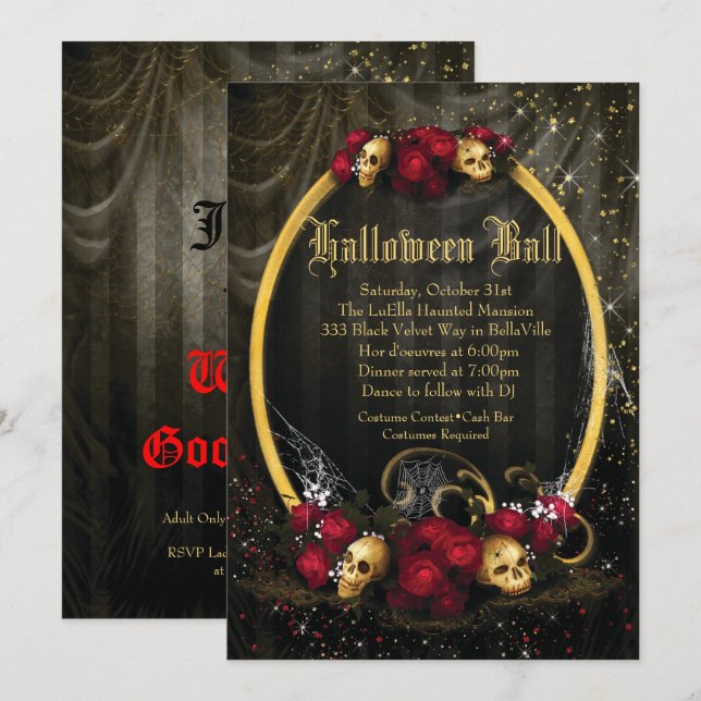 Inbjudningar för Halloween dräktboll (Fram/baksida)