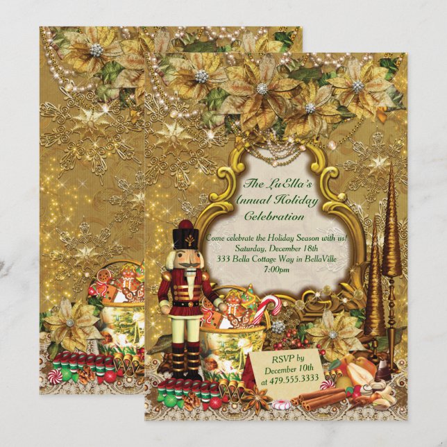 Inbjudningar för helgdagjulparty (Fram/baksida)