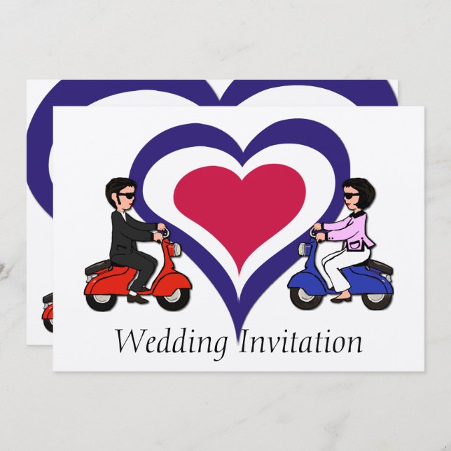 Inbjudningar för hjärta för sparkcykelpojke- och (Fram/baksida)