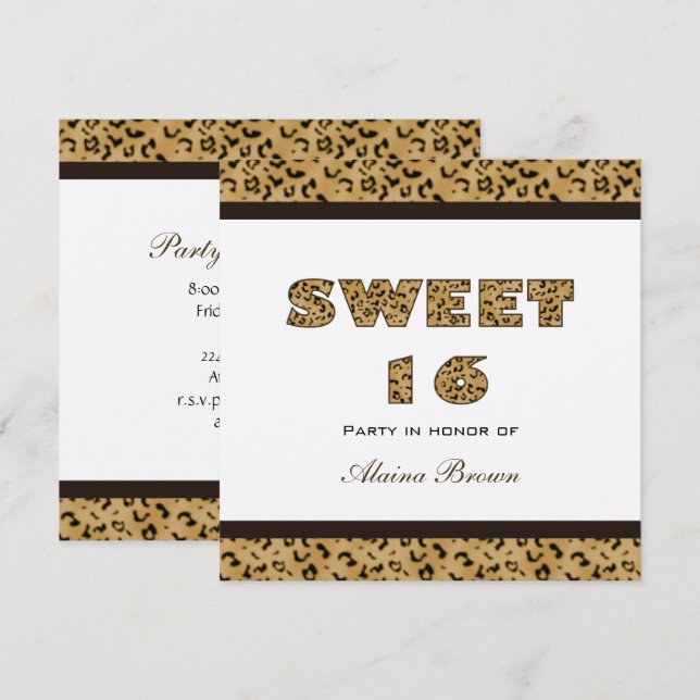 Inbjudningar för Leopardtryckparty (Fram/baksida)
