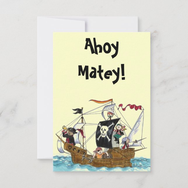 INBJUDNINGAR för piratpartyinbjudningar 3.5x5 Ahoy (Framsida)
