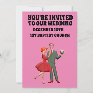 INBJUDNINGAR FÖR shock rosa RETRO COUPLE BRÖLLOP A