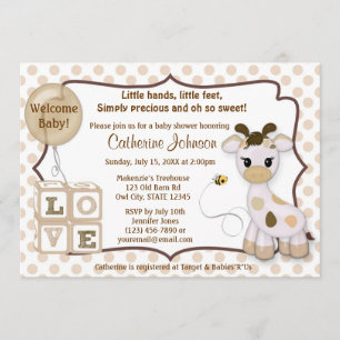 Inbjudningar för Snickerdoodle giraffbaby shower