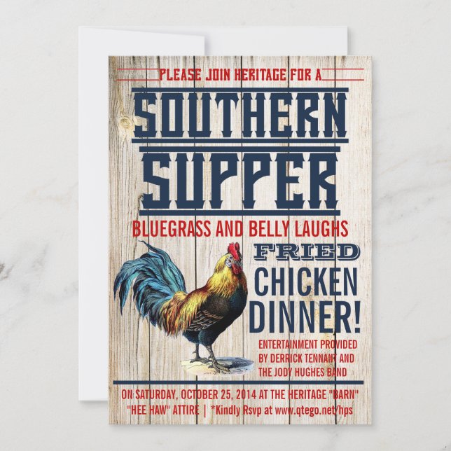 Inbjudningar för stekt kycklingmiddagparty (Framsida)