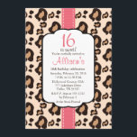 Inbjudningar för sweet sixteen för shock<br><div class="desc">Dessa toppna gulliga och stilfulla choklad - det bruna leopardtrycket och punchy rosa inbjudningar är perfekta för en sweet sixteenfödelsedagsfest.</div>