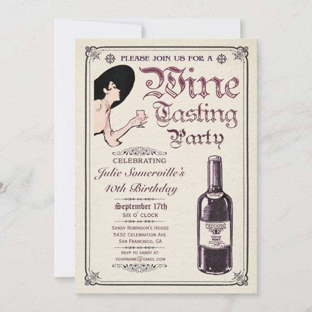 Inbjudningar för vinavsmakningparty (v.1) (Framsida)