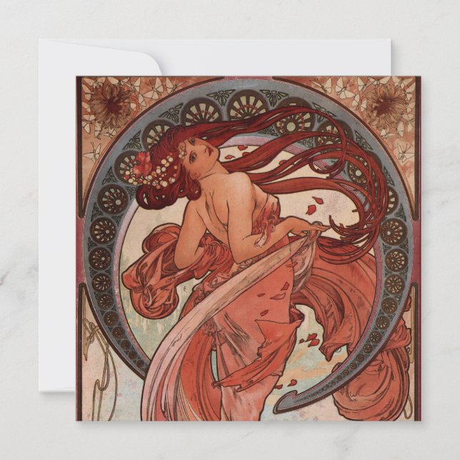 Inbjudningar för vintageAlphonse Mucha dans (Framsida)