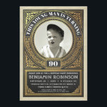 Inbjudningar för vintagemilstolpefödelsedag ditt<br><div class="desc">Milstolpefödelsedaginbjudningar sätter in ditt foto - Deco damastast retro stil</div>
