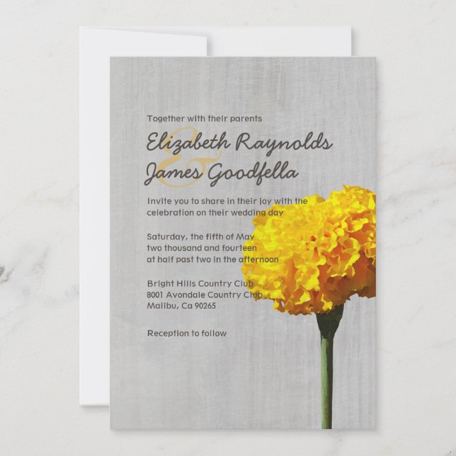 Inbjudningar för vintageringblommabröllop (Framsida)