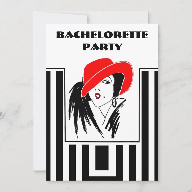 Inbjudningar från Bachelorette Party Art Deco Stil (Framsida)