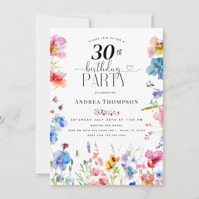 Inbjudningar från Garden Wildblomma 30års födelsed (Framsida)