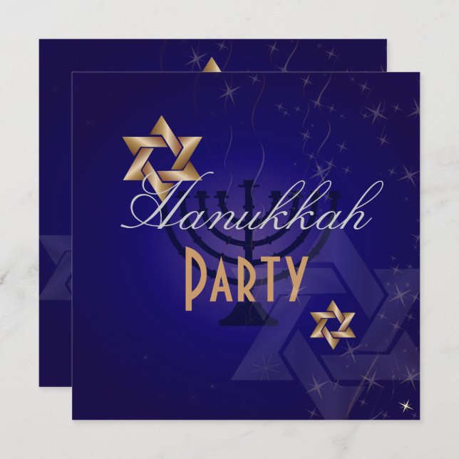 Inbjudningar från Hanukkah-partiet (Fram/baksida)
