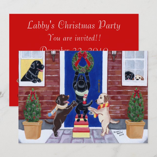 Inbjudningar från Labradors parti till julafton Ro (Fram/baksida)