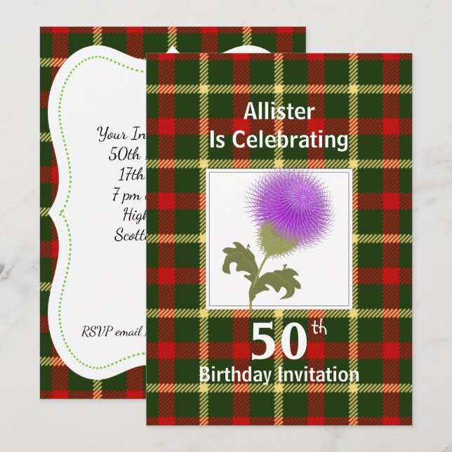 Inbjudningar från Scottish ThMeed Firande Party (Fram/baksida)